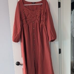 BloomChic Terracotta Lace Long Sleeve Dress